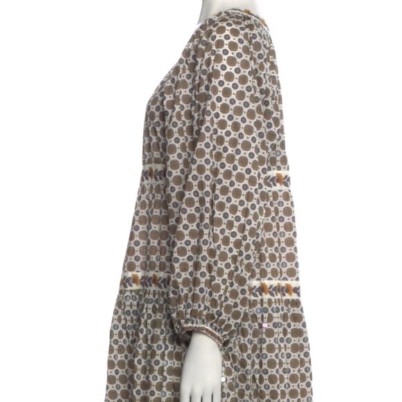 Tory Burch Neutral Sequin Logo Long Sleeves Midi Tiered Dress S (Orig. $575) - Picture 5 of 12